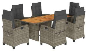 VidaXL Kerti Étkezőgarnitúra - Polyrattan - 7 részes - Szürke