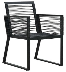 Kültéri Étkezőgarnitúra - Fekete PVC Rattan - 5 részes - 150x80cm