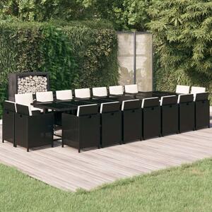 VidaXL Polyrattan Kerti Étkezőgarnitúra - 19 Személyes - Fekete