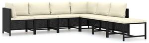 Polyrattan Kerti Bútorgarnitúra - 7 részes - Fekete