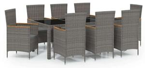 VidaXL Kültéri Étkezőgarnitúra - 9 személyes - Polyrattan