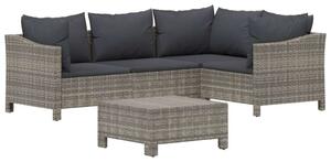 VidaXL 5 részes szürke polyrattan kerti ülőgarnitúra párnákkal