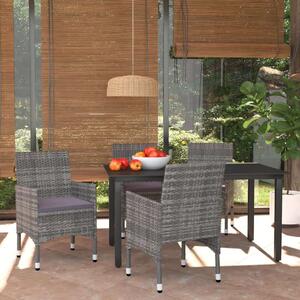 Polyrattan Kerti Étkezőgarnitúra - 5 részes - Szürke