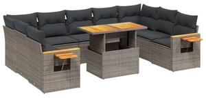 VidaXL Polyrattan Kerti Ülőgarnitúra - 10 részes - Szürke