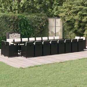 VidaXL Polyrattan Kerti Étkezőgarnitúra - 21 részes - Fekete