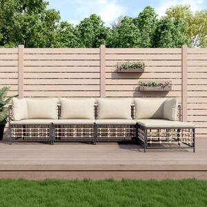 VidaXL Polyrattan Kerti Ülőgarnitúra - 5 részes - Antracit Szürke