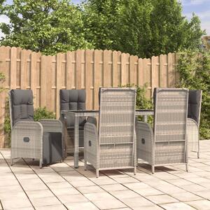 7 részes szürke polyrattan kerti étkezőgarnitúra párnával
