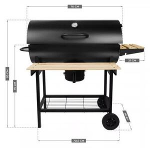 Faszenes BBQ grillsütő ,Krómozott rács ,Beépített hőmérő