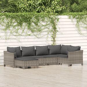 6 részes szürke polyrattan kerti ülőgarnitúra párnákkal