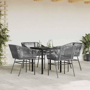5 részes szürke polyrattan üveg kerti étkezőgarnitúra párnával
