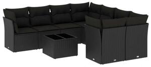 VidaXL Polyrattan Kerti Ülőgarnitúra - 9 részes - Fekete