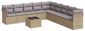 VidaXL Polyrattan Kerti Ülőgarnitúra - 10 részes - Bézs