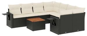 VidaXL Polyrattan Kerti Ülőgarnitúra - 9 részes - Fekete