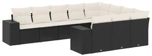 VidaXL Polyrattan Kerti Ülőgarnitúra - 10 részes - Fekete