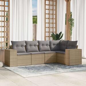 VidaXL Polyrattan Kerti Ülőgarnitúra - 5 részes - Bézs