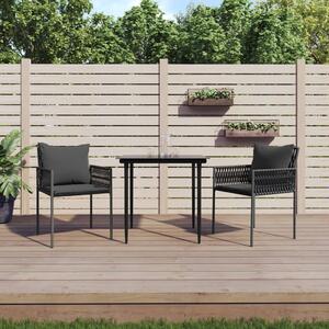 3 részes polyrattan és acél kerti étkezőgarnitúra párnával
