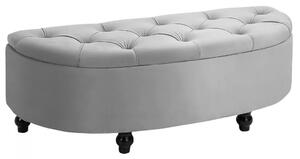 HOMCOM Tárolópad, Kárpitozott pad bársonyhatású bevonattal, tárolósláda falábakkal, 120 x 46 x 42 cm, szürke