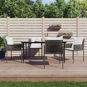 5 részes polyrattan és acél kerti étkezőgarnitúra párnával
