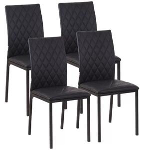HOMCOM 4 db-os étkezőszék szett konyhai székek 41 cm x 50 cm x 91 cm, fekete