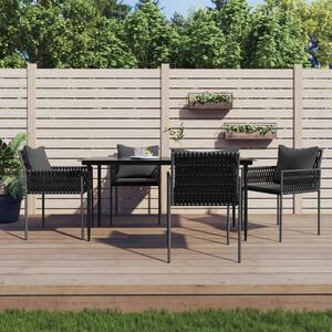5 részes polyrattan és acél kerti étkezőgarnitúra párnával