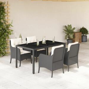 VidaXL Polyrattan Kerti Étkezőgarnitúra - 5 részes - Fekete