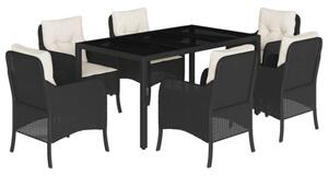 VidaXL Polyrattan Kerti Étkezőgarnitúra - 7 részes - Fekete