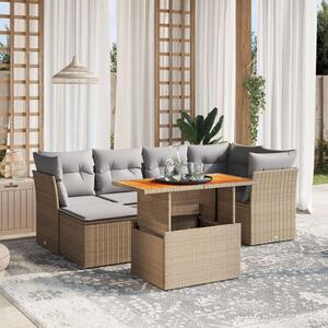 VidaXL Polyrattan Kerti Ülőgarnitúra - 7 részes - Bézs