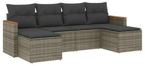 VidaXL Polyrattan Kerti Ülőgarnitúra - 6 részes - Szürke