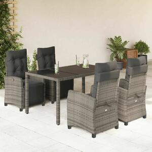 Polyrattan Kerti Étkezőgarnitúra - 5 részes - Szürke