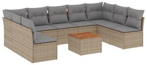 VidaXL Polyrattan Kerti Ülőgarnitúra - 10 részes - Bézs