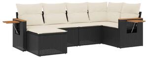 VidaXL Polyrattan Kerti Ülőgarnitúra - 6 részes - Fekete