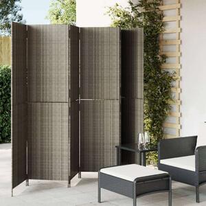 Polyrattan Térelválasztó - Szürke - 6 Panel - 294x180 cm