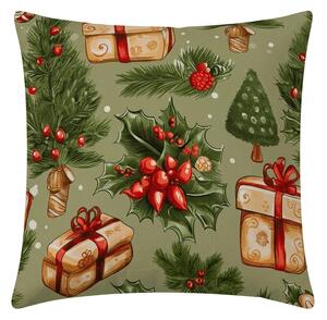 Mikroszálas párnahuzat CHRISTMAS PRESENTS 45x45 cm, zöld