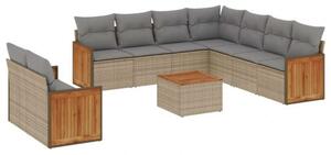 VidaXL Polyrattan Kerti Ülőgarnitúra - 10 részes - Bézs
