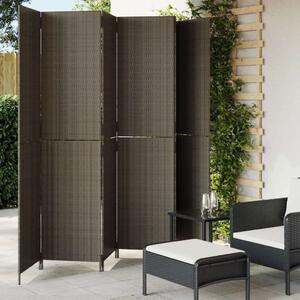 Polyrattan Térelválasztó - Szürke - 6 Panel - 294x200 cm