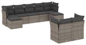 VidaXL Polyrattan Kerti Ülőgarnitúra - 9 részes - Szürke