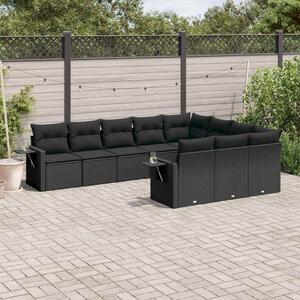 VidaXL Polyrattan Kerti Ülőgarnitúra - 10 részes - Fekete