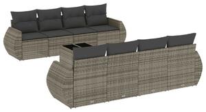 VidaXL Polyrattan Kerti Ülőgarnitúra - 9 részes - Szürke