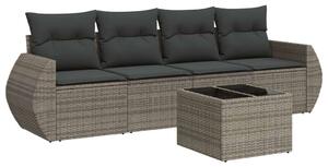 VidaXL 5 részes szürke polyrattan kerti ülőgarnitúra