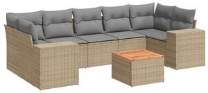 Polyrattan Kerti Ülőgarnitúra - 8 részes - Bézs