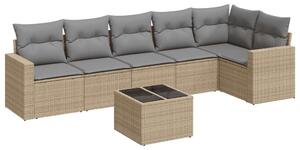 VidaXL Polyrattan Kerti Ülőgarnitúra - 7 részes - Bézs