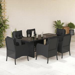 VidaXL Polyrattan Kerti Étkezőgarnitúra - 7 Fős - Fekete