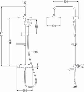 Mexen KX67 zuhanygarnitúra termosztatikus csapteleppel, króm-fehér, 779006791-00