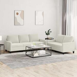 2 részes krém bársony ülőgarnitúra párnákkal