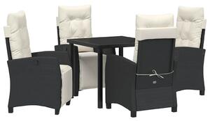 VidaXL Kert étkező szett 5 pcs Fekete polirattan