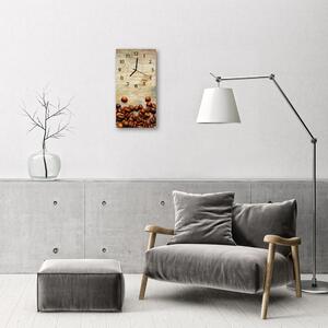 Négyszögletes fali üvegóra Konyhai szemes kávé, barna fa 30x60