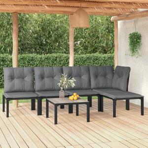 6 részes fekete és szürke polyrattan kerti ülőgarnitúra
