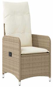 VidaXL Kert étkező szett párnával 7 pcs Bézs Poli rattan