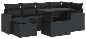 VidaXL Polyrattan Kerti Ülőgarnitúra - 7 részes - Fekete
