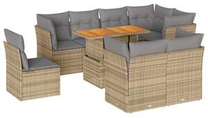 VidaXL Polyrattan Kerti Ülőgarnitúra - 9 részes - Bézs